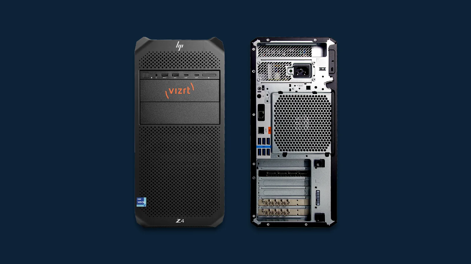 TriCaster Vizion tower build, front panel and rear card bays shown together