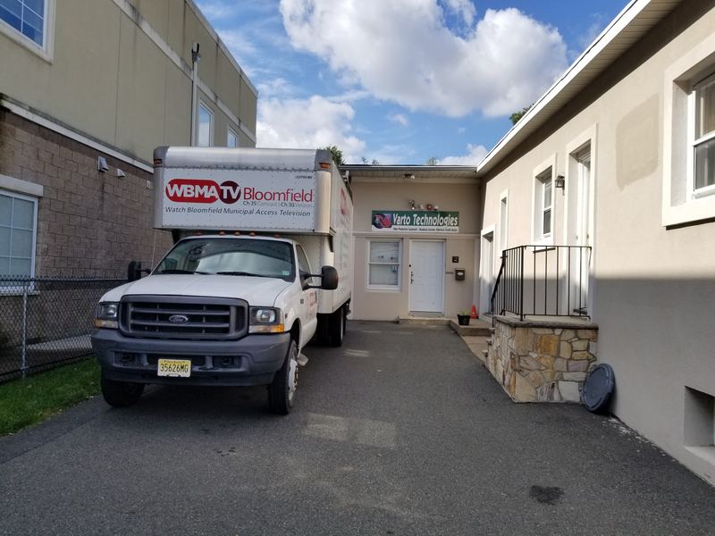 The WBMA-TV Bloomfield production truck parked outside the Varto Technologies building