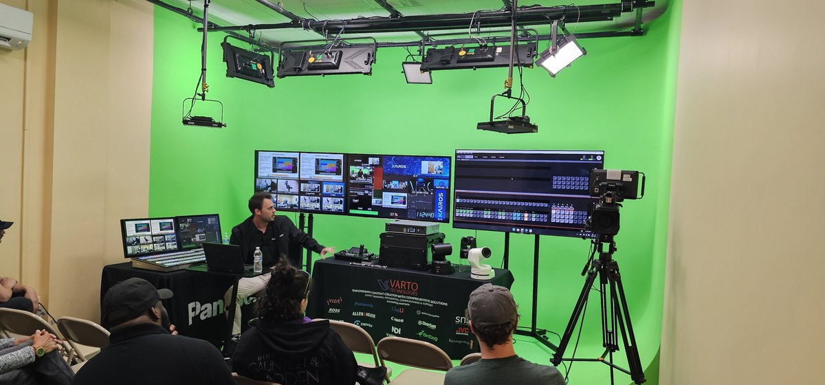 Green-cyc studio during a hands-on training session