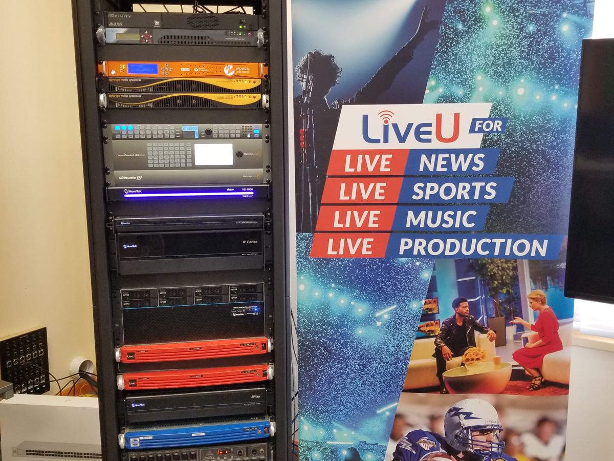LiveU field units and rack receivers in East Rutherford
