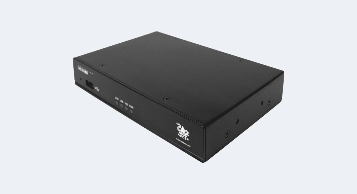 An ADDERLink XDIP unit, front three quarter view