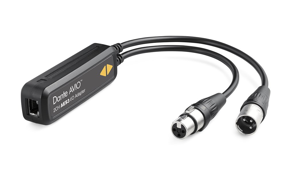 Dante AVIO AES3 adapter with XLR female and XLR male tails