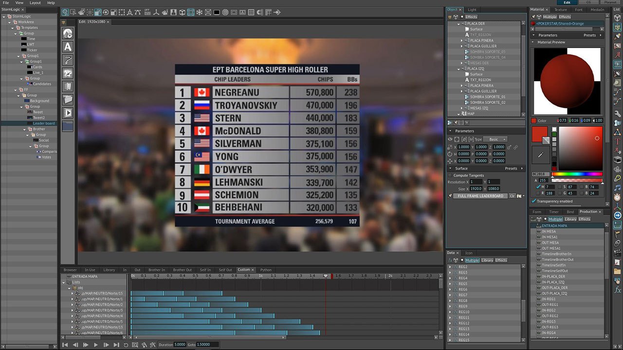 Aston interface editing a tournament leaderboard graphic