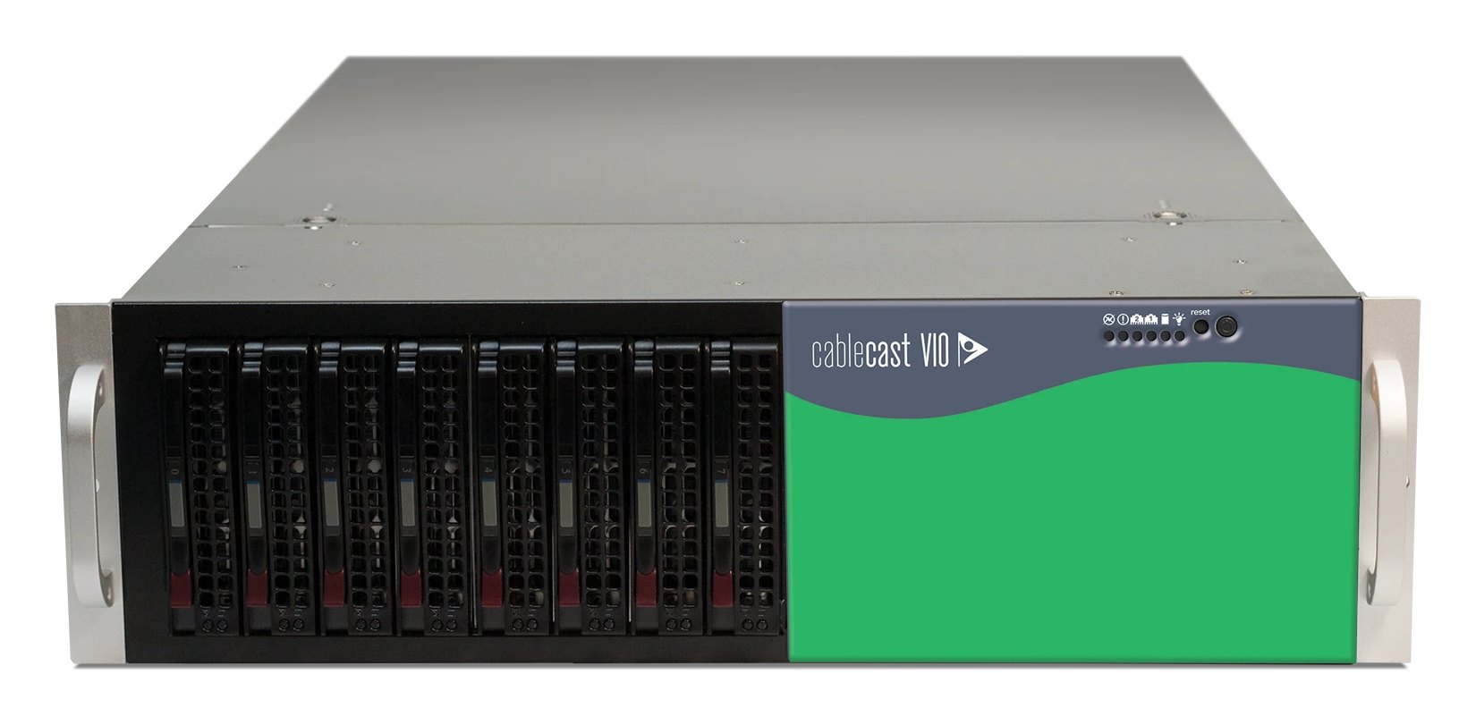 Cablecast VIO 3 RU server with front drive bays, front view