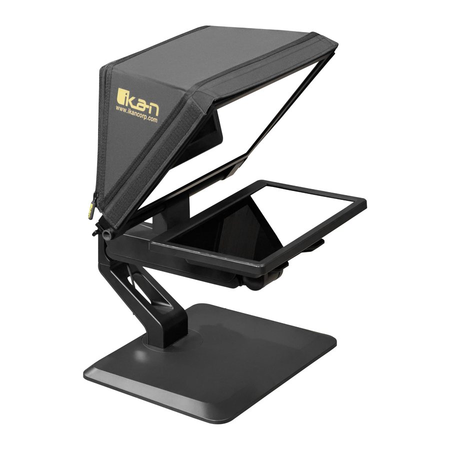 Ikan 12-inch desktop teleprompter on a weighted swivel base