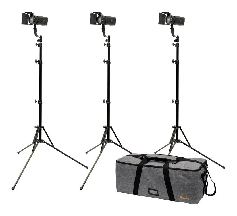 Ikan three-light kit: three LED Fresnels on light stands with a padded carrying bag