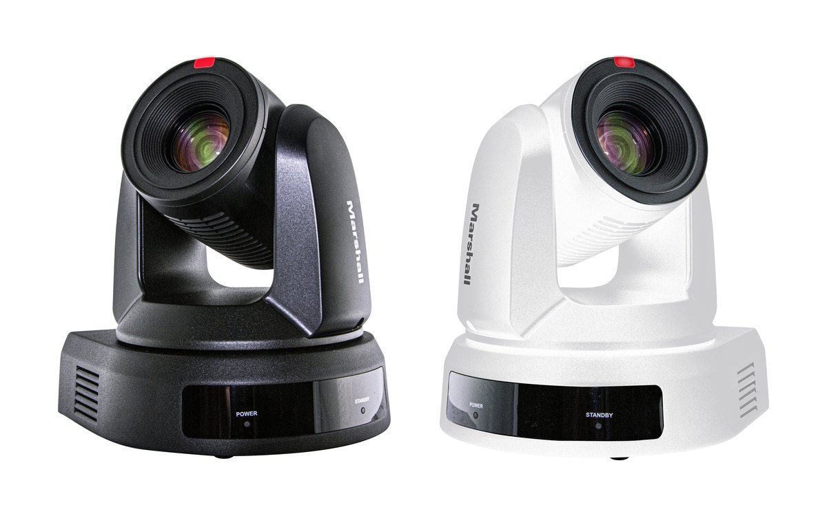 Black and white Marshall CV620 PTZ cameras side by side