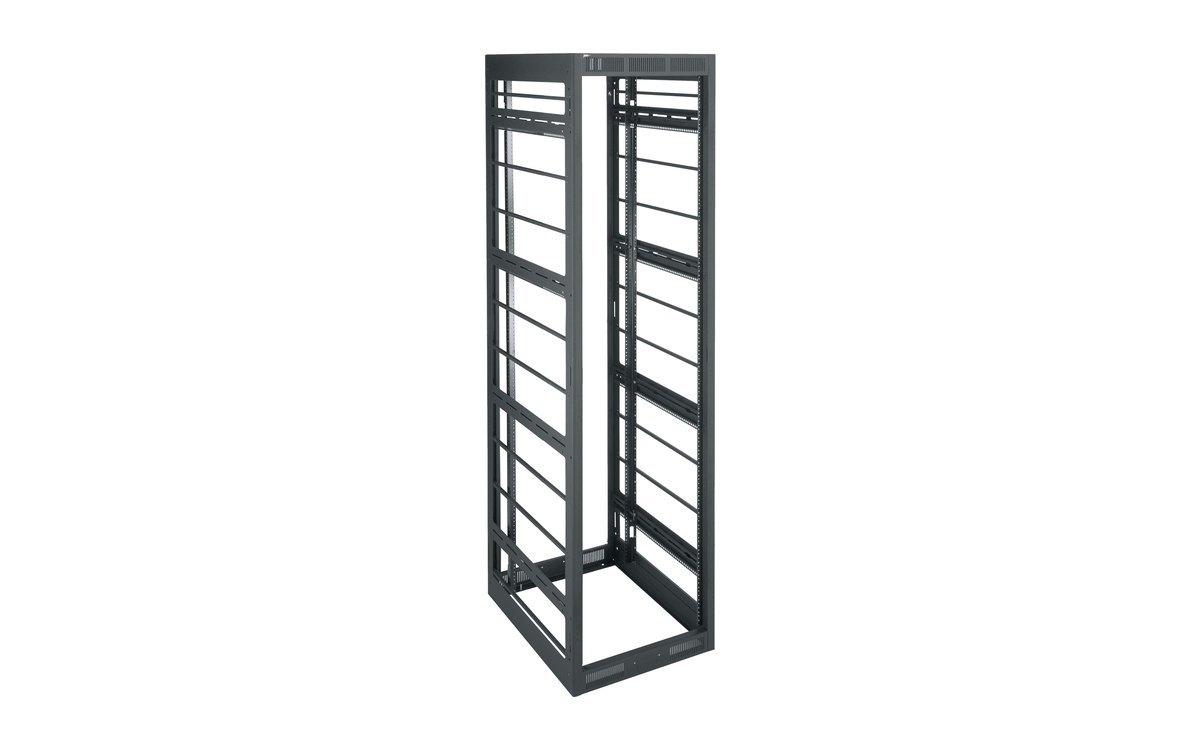 Middle Atlantic VRK broadcast rack frame with rows of horizontal lacing bars
