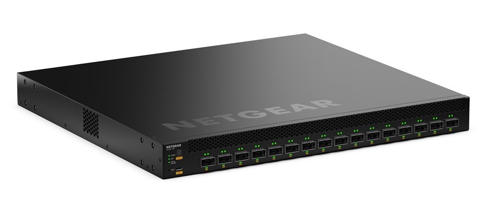 NETGEAR M4350-16M4V switch with a row of etherCON ports
