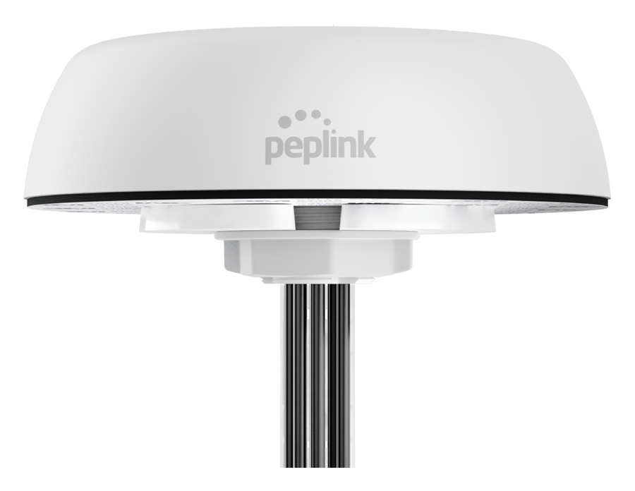 A Peplink Mobility antenna mounted on a mast