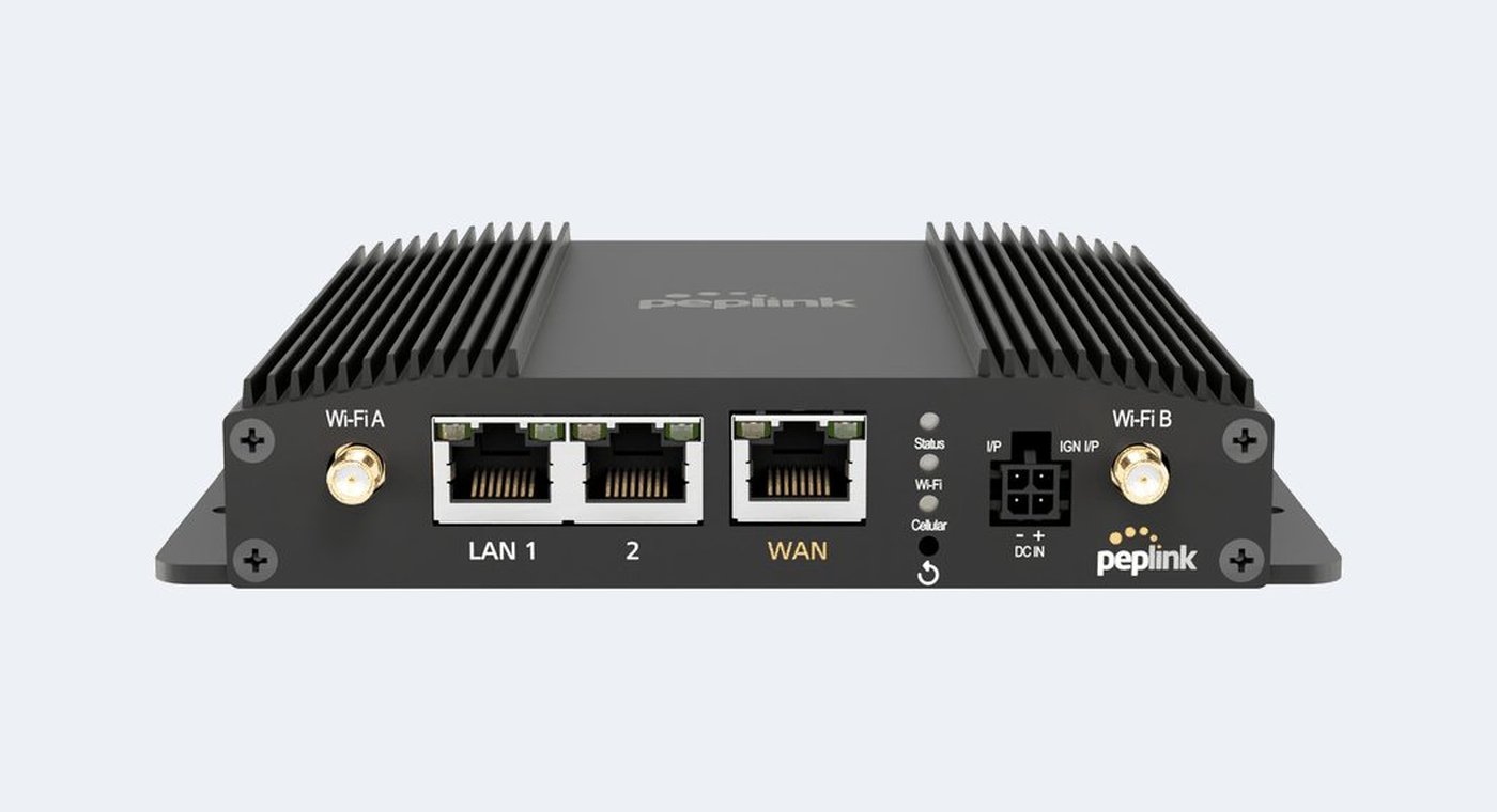 A Peplink MAX BR1 Pro 5G router, front view
