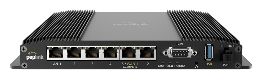 A Peplink MAX BR2 Pro router, front view
