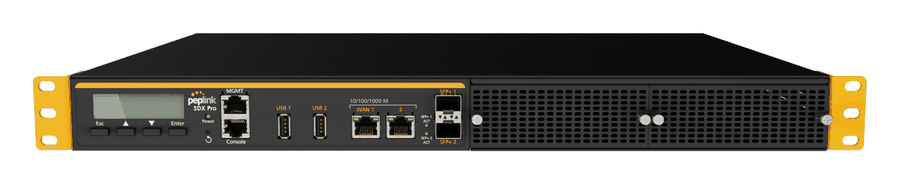 A Peplink SDX Pro rackmount router, front view