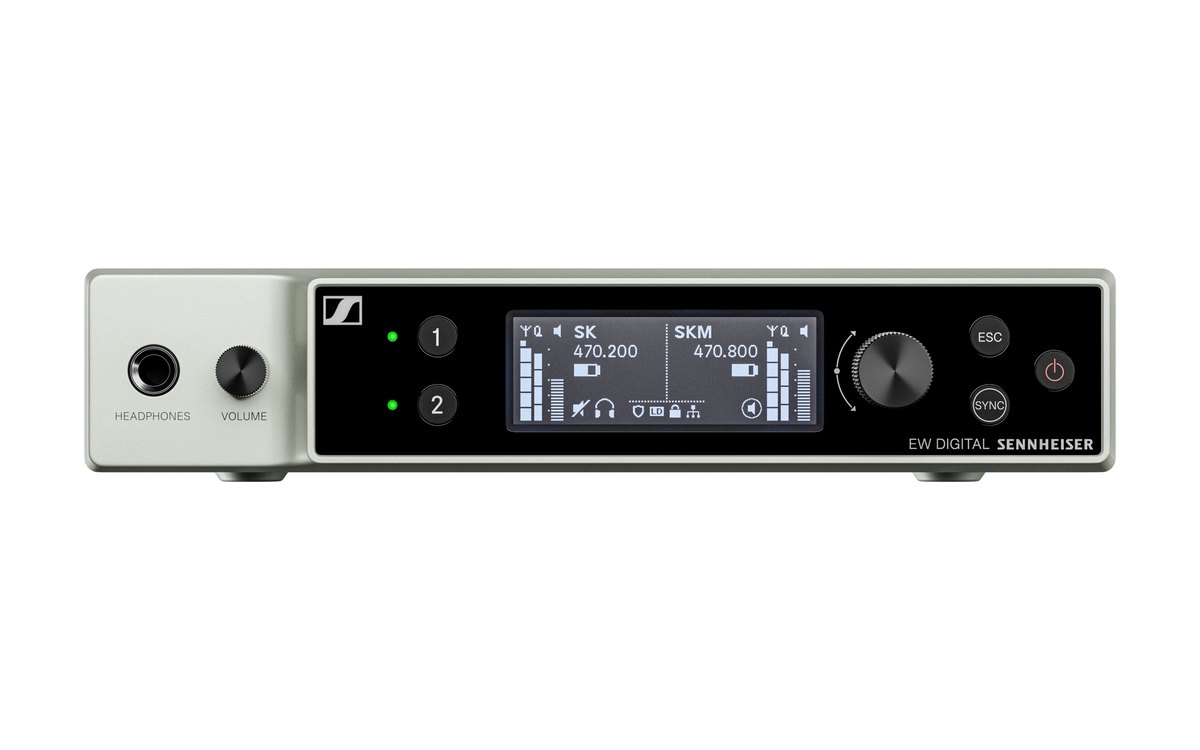 A Sennheiser EW-DX EM 2 two-channel wireless receiver