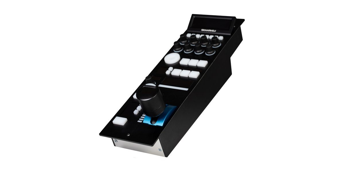 A black SKAARHOJ RCP Pro camera shading panel with a joystick