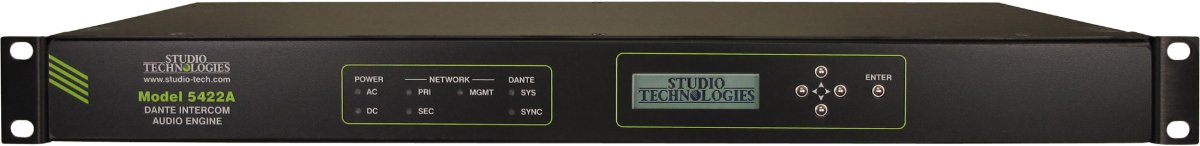 Studio Technologies Model 5422A Dante Intercom Audio Engine, front panel
