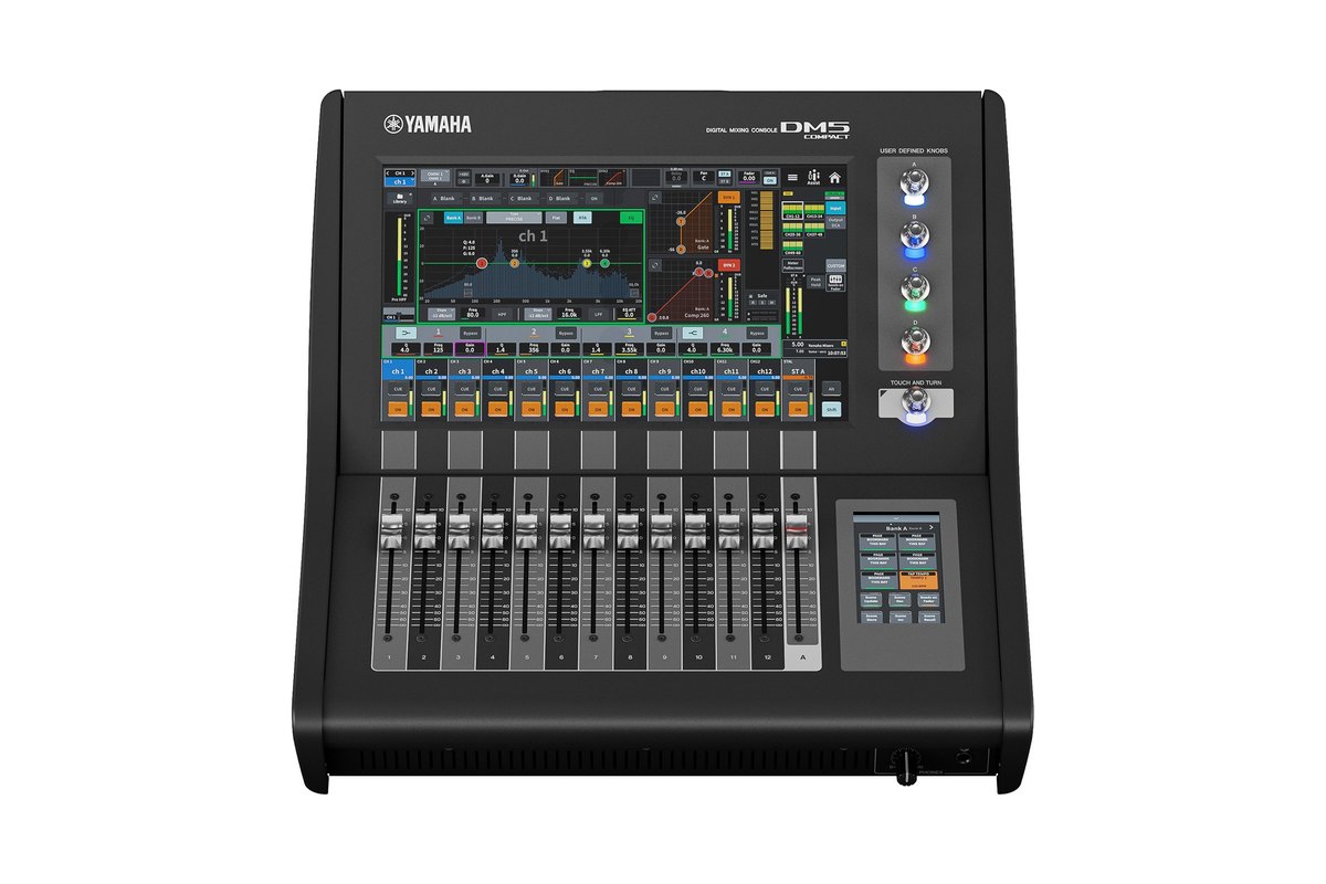 A Yamaha DM5 Compact console, front view