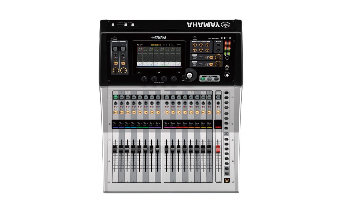 A Yamaha TF1 digital console seen from above