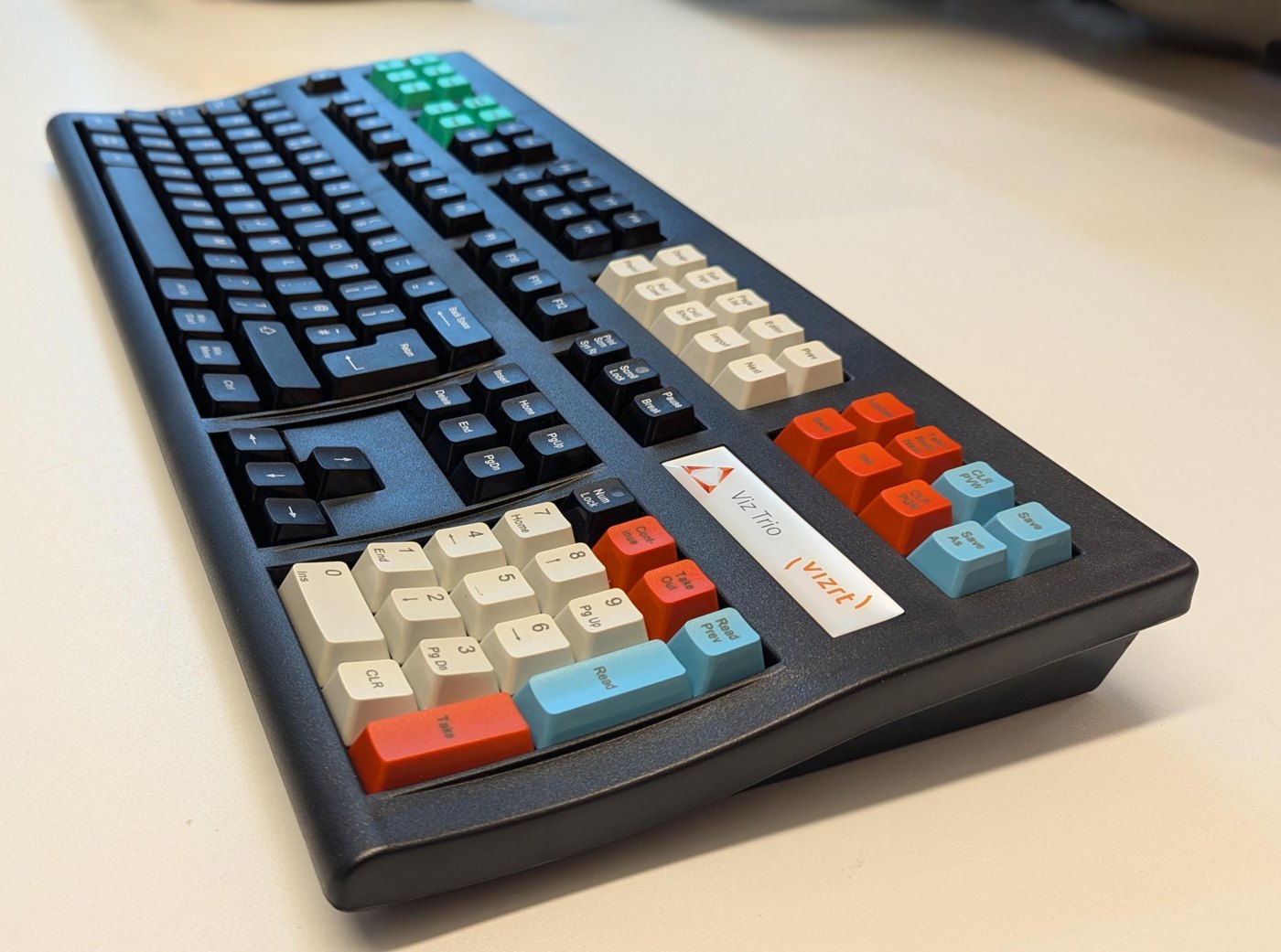 The Viz Trio keyboard: a full keyboard with added banks of colored command keys