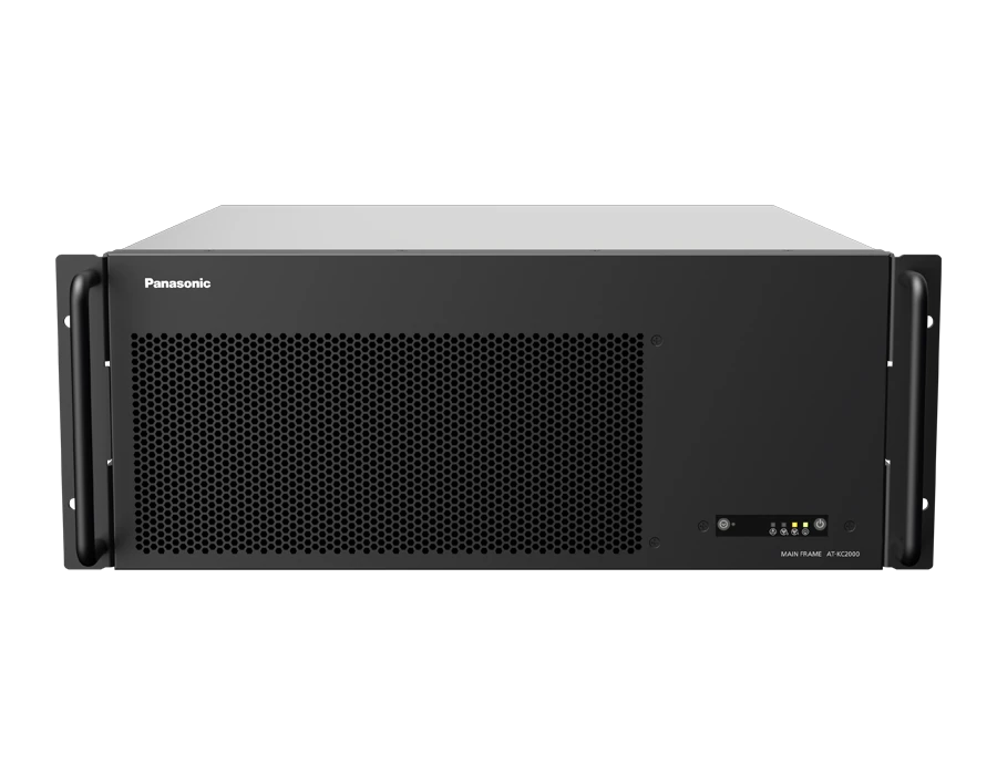 Black 4RU rack-mount mainframe with a perforated front panel